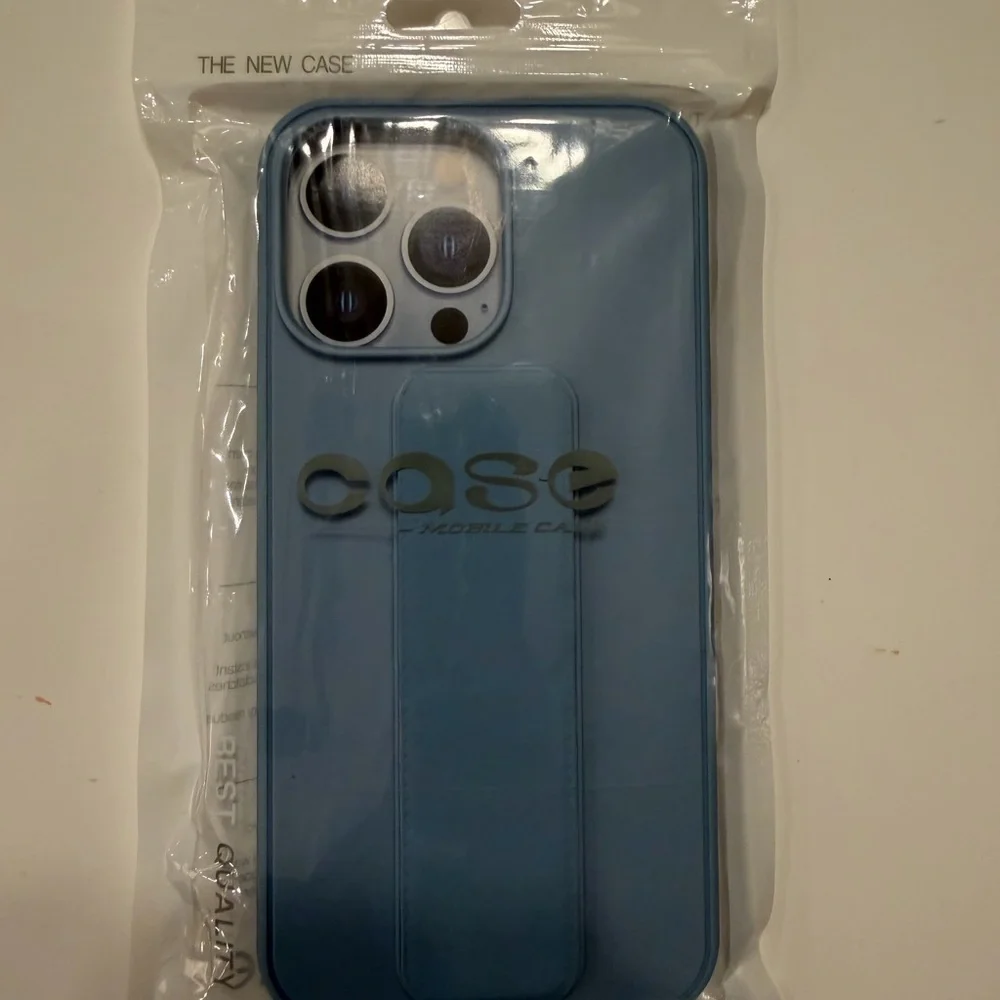 iPhone 14 Pro Max Case with stand magnetic strap light blue